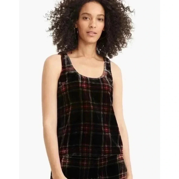 J. CREW NWOT plaid Velvet Camisole Size 2 - Picture 1 of 8